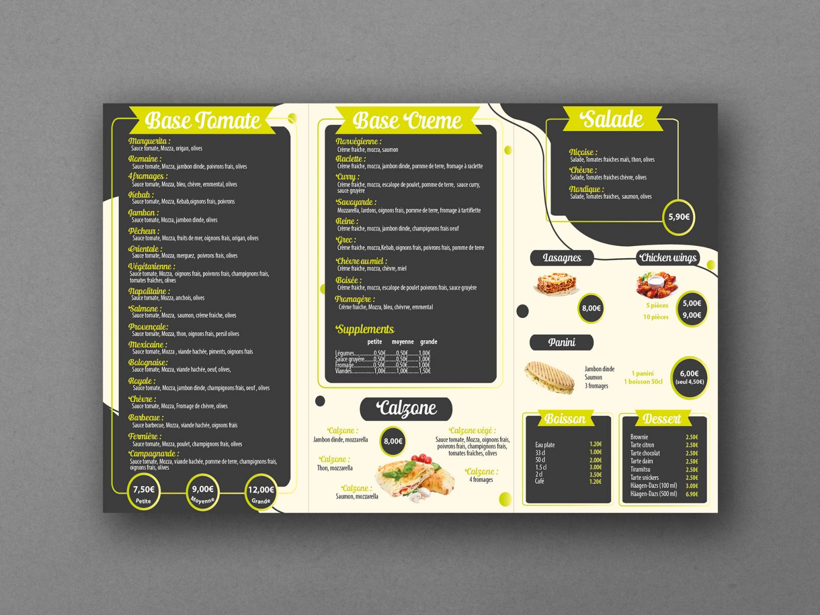 Flyer menu 3 volets format A4 Saint-Maurice-de-Beynost